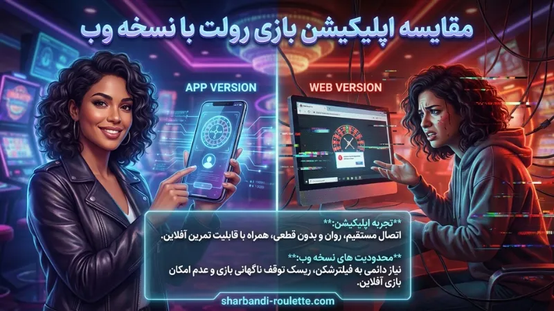 مقایسه اپلیکیشن بازی رولت با نسخه وب