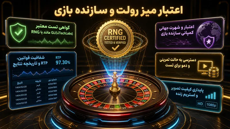 اعتبار میز رولت آنلاین و سازنده بازی